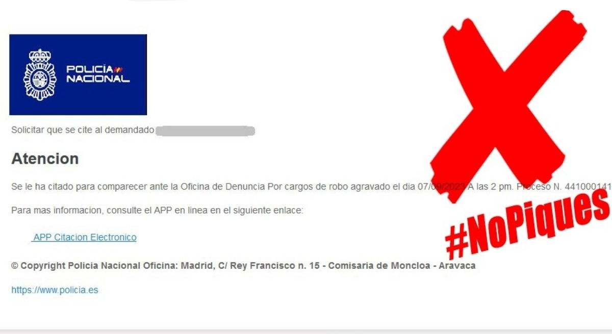 Ni es la Policía Nacional ni has cometido un “robo agravado”: detectan una campaña que les suplanta